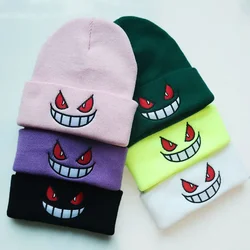 Popular American Anime Cartoon Embroidered Knitted Autumn Winter Warm Hat Wool Hat Gengar Beanies