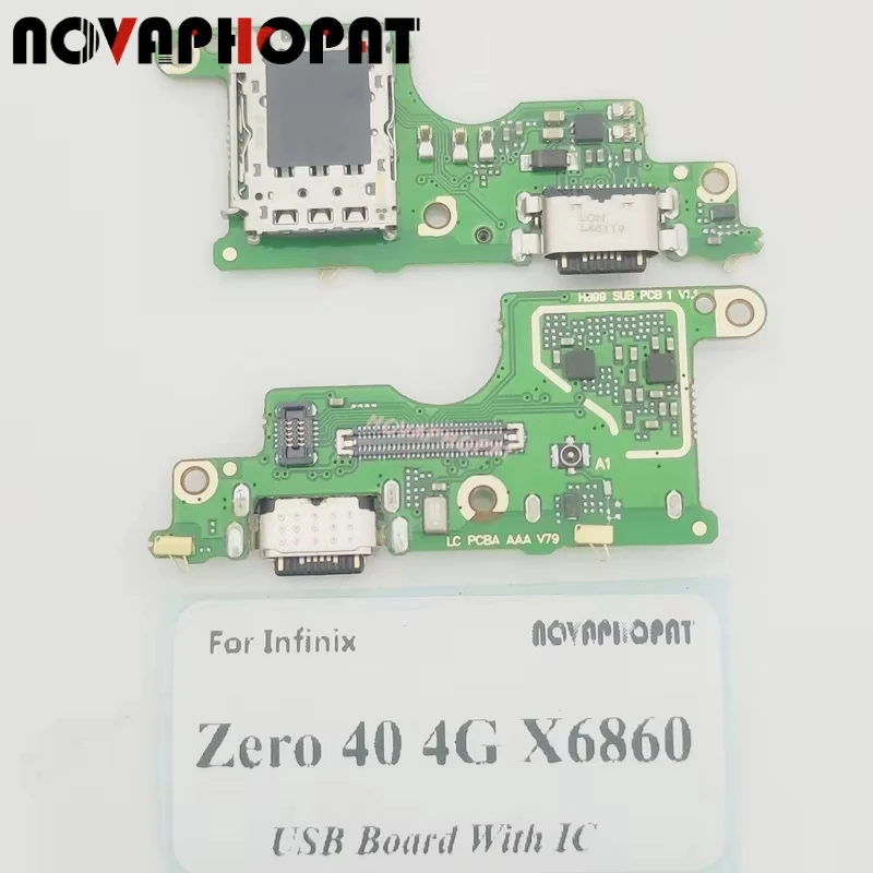 For Infinix Zero 40 4G X6860 USB Dock Charger Port Plug Headphone Audio Jack Microphone Charging SIM Flex Cable Board With IC