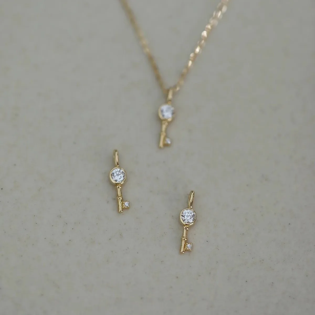 925 Sterling Silver Plated 14k Gold Korean Style Fashionable Key Pendant Necklace Sweet Girlfriend Gift Jewelry For Women