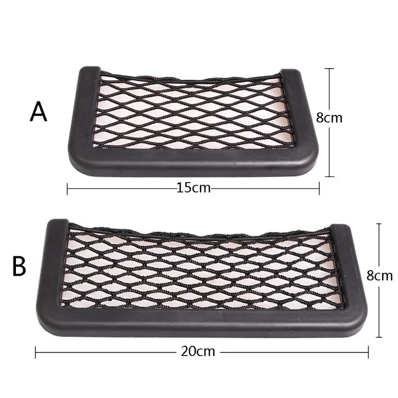 2024 NEW 1pcs/2pcs Car Organizer Storage Bag Auto Paste Net Pocket Phone Holder Car Accessories 20*8CM 8*15CM Universal