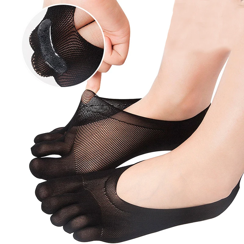 Women Summer Five-finger Socks Female Ultrathin Sock Funny Toe Invisible Sokken With Silicone anti-skid Breathable anti-friction