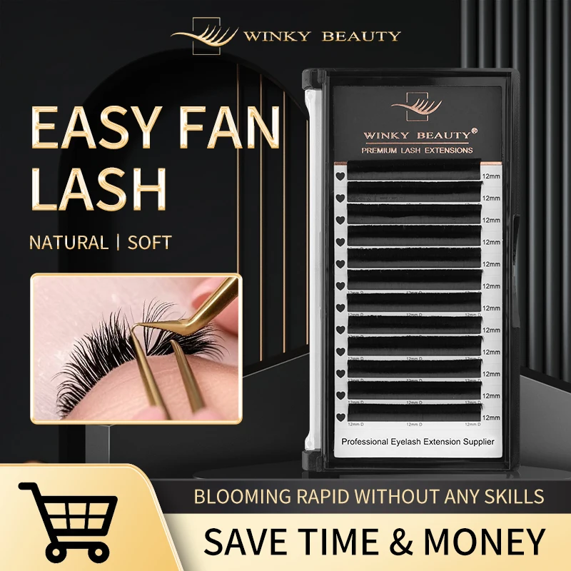 

winky beauty Fast Shipping Easy Fan Auto Eyelash Extension Supplies Handing Making Fast Bloom Flowering Premade Fans Eyelash