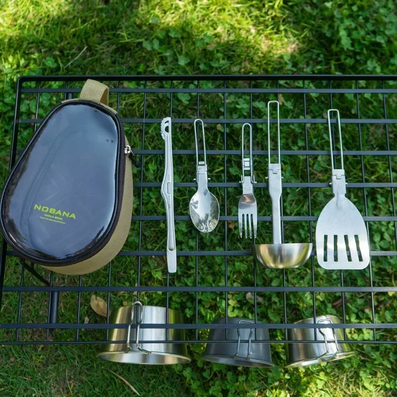 Outdoor alpinismo pesca Mini Set di pentole pieghevoli campeggio Picnic Barbecue utensili da cucina