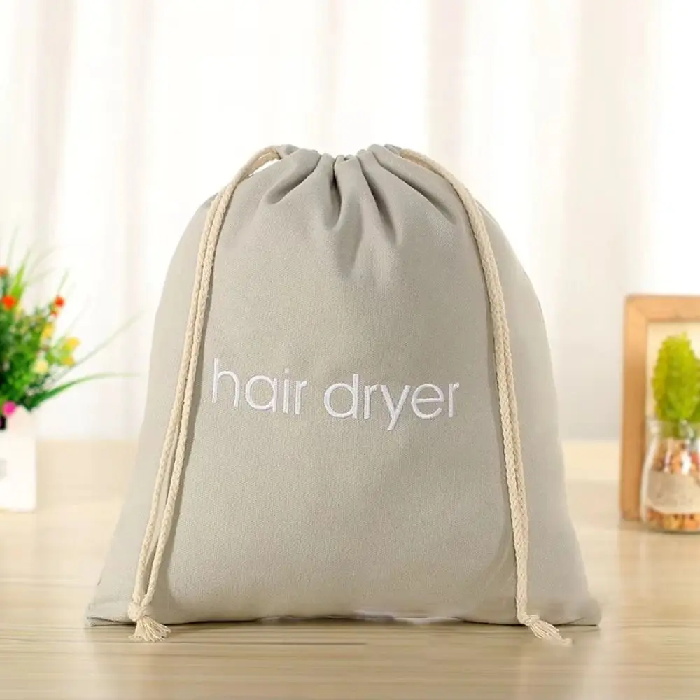 Portable Dustproof Hair Dryer Cloth Bag Large Capacity Drawstring Hairdryer Bag Canvas Hair Diffuser