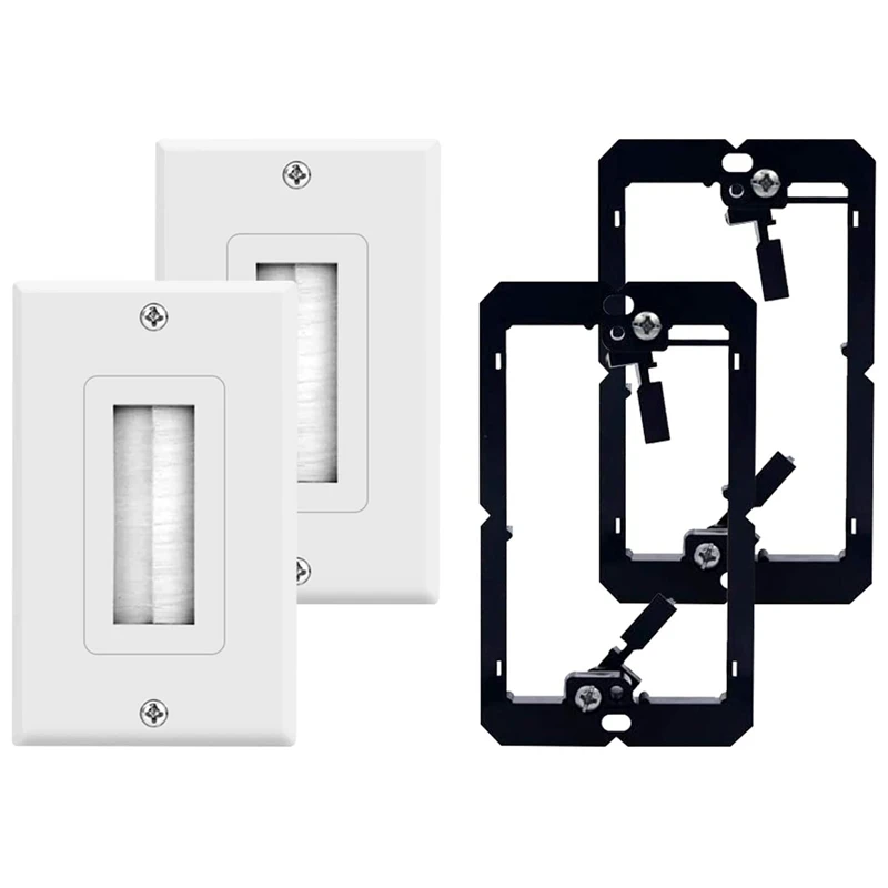 On sale 2-Pack Brush Wall Plate with Single Gang Low Voltage Mounting Bracket Cable Pass Through Insert for Speaker Wire