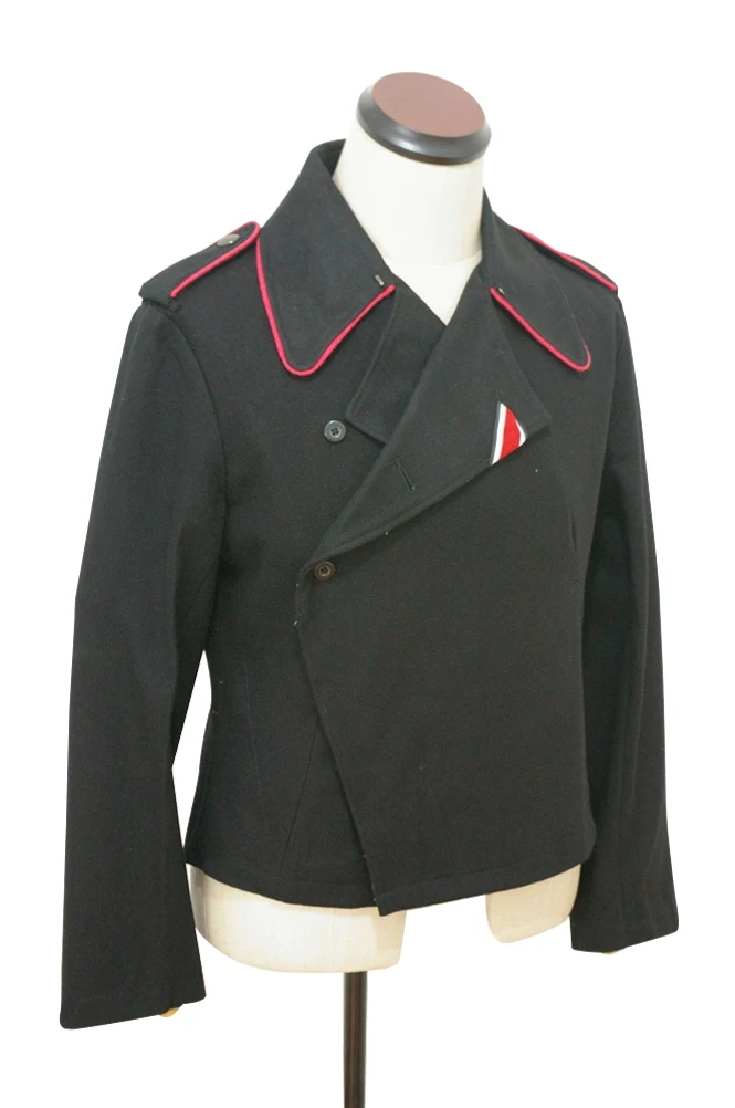 Chaqueta de lana negra con cuello de hilo, abrigo de Heer alemán, WWII, GUWC-003