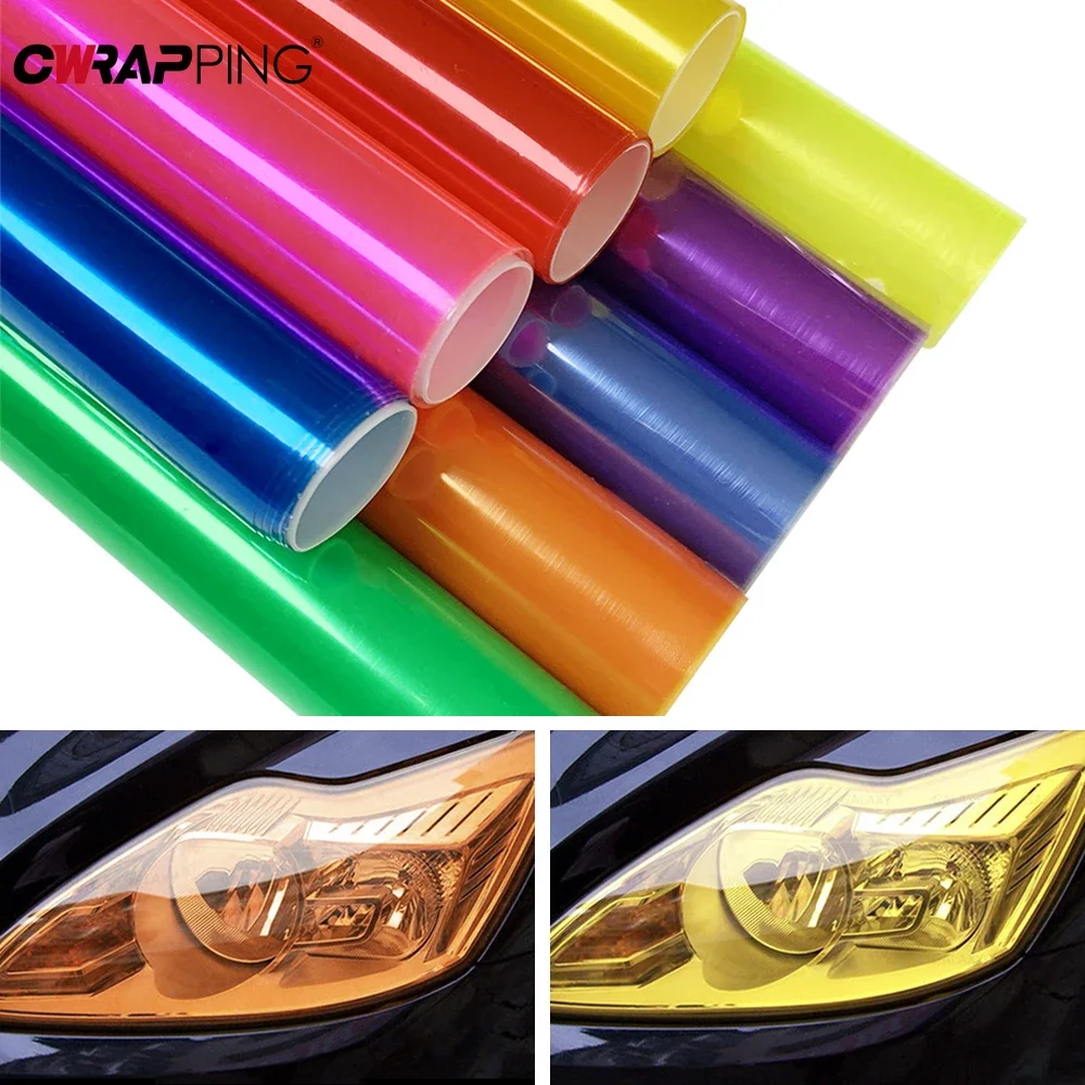 

30x60/80cm Car Color Headlight Film Vinyl Self Adhesive Stickers Smoke Fog Light HeadLight Taillight Colored for Car Wrap Films