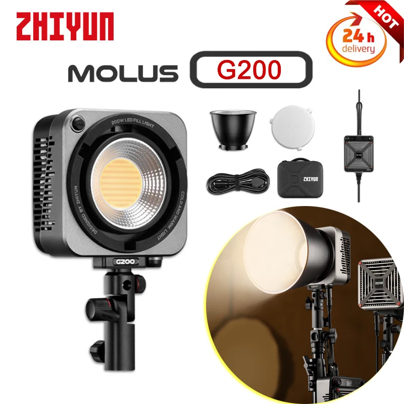 

Zhiyun MOLUS G200 LED Video Light 300W Pocket COB Light Photography Bi-Color Fill Lighting for Photo Studio Outdoor Shooting