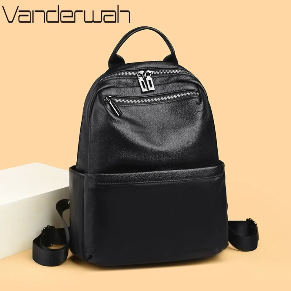 Genuine Leather Backpack for Women Large Capacity Travel Rucksack Back Pack for Ladies Shoulder Bag Purse Cowhide Cow Leather