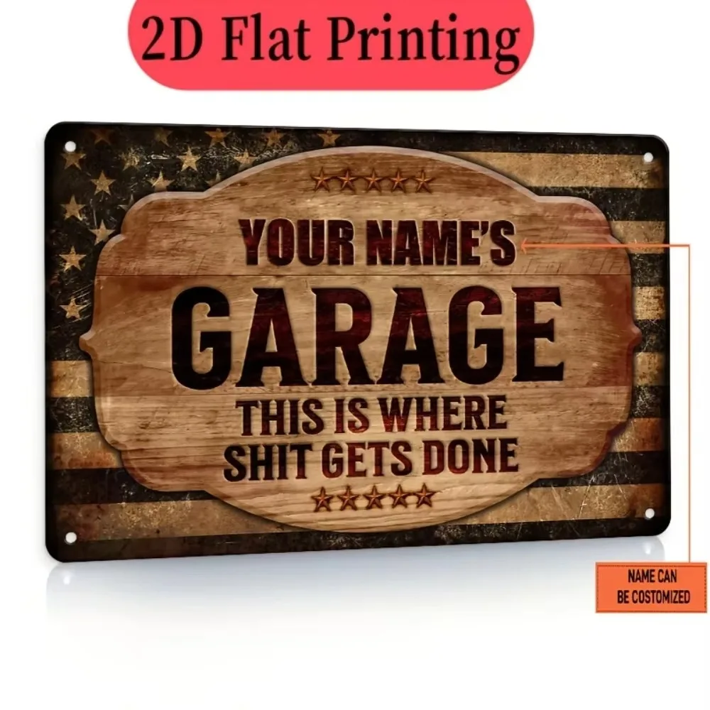 CIFbuy Custom Auto Repair Tin Sign, Personalized Name, Garage Man Cave Wall Decor