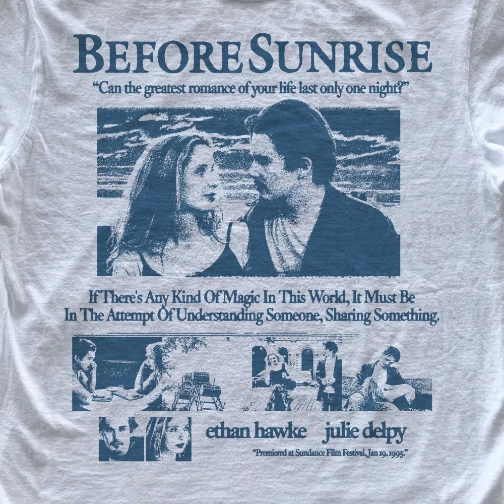 قبل شروق الشمس، إيثان هوك، فيلم كلاسيكي من التسعينيات، طراز قديم، تي شيرت فيلم للجنسين من القطن الخالص ملابس الشارع الشهير/تي شيرت #3