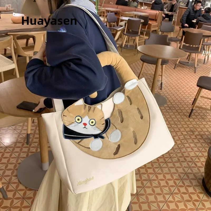 Creative  Canvas Shoulder Bag Large Capacity Casual Leisure Women's Bag 2024 New Style Versatile Crossbody Bag for Girls