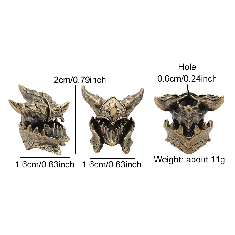 Death Helmet Brass Knife Beads EDC Outdoor DIY Paracord Accessories Woven Lanyard Pendant Jewelry Punk Survival Bracelets Charms view 6