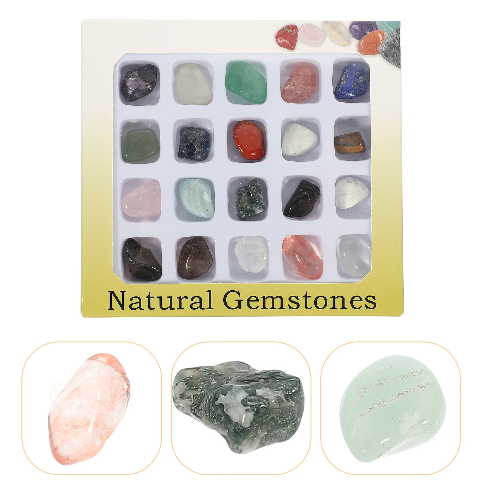 

Natural Gemstones Sample Water Crystal Semi Precious Stones Polished Smooth Hand Feel Educational Teaching Prop