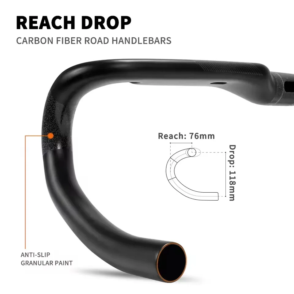 

TOSEEK TR5000 Black Matt Carbon Fiber Bike Road Handlebar 31.8mm Bicycle Road Bent Bar 360/380/400/420/440mm Internal Cables