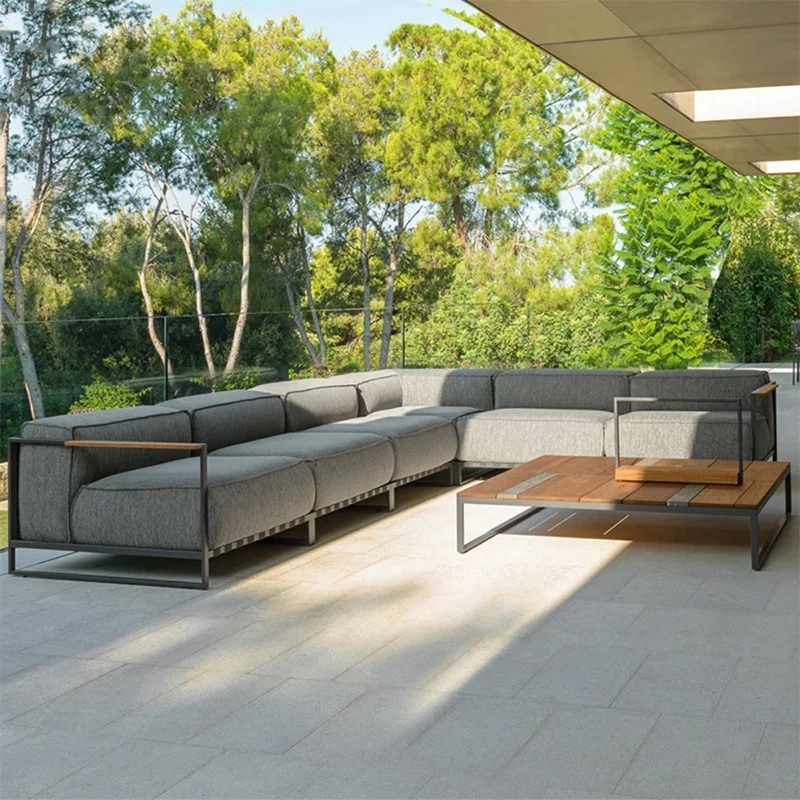 북유럽 스타일, 야외용, 소파, 안뜰, 빌라, 알루미늄 합금, 스테인리스 스틸, 티크