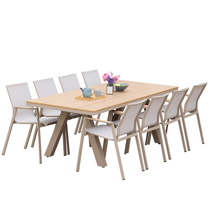 Outdoor aluminum alloy preservative wood dining table dining chair