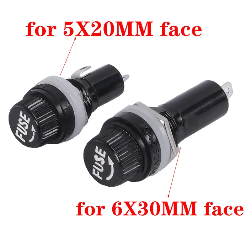 

1-10pcs/lot 5*20mm 6*30mm Glass Fuse Holders 5x20 6x30 Insurance Tube Socket Fuse Holder For Insurance Panel Mount Fuse Holder