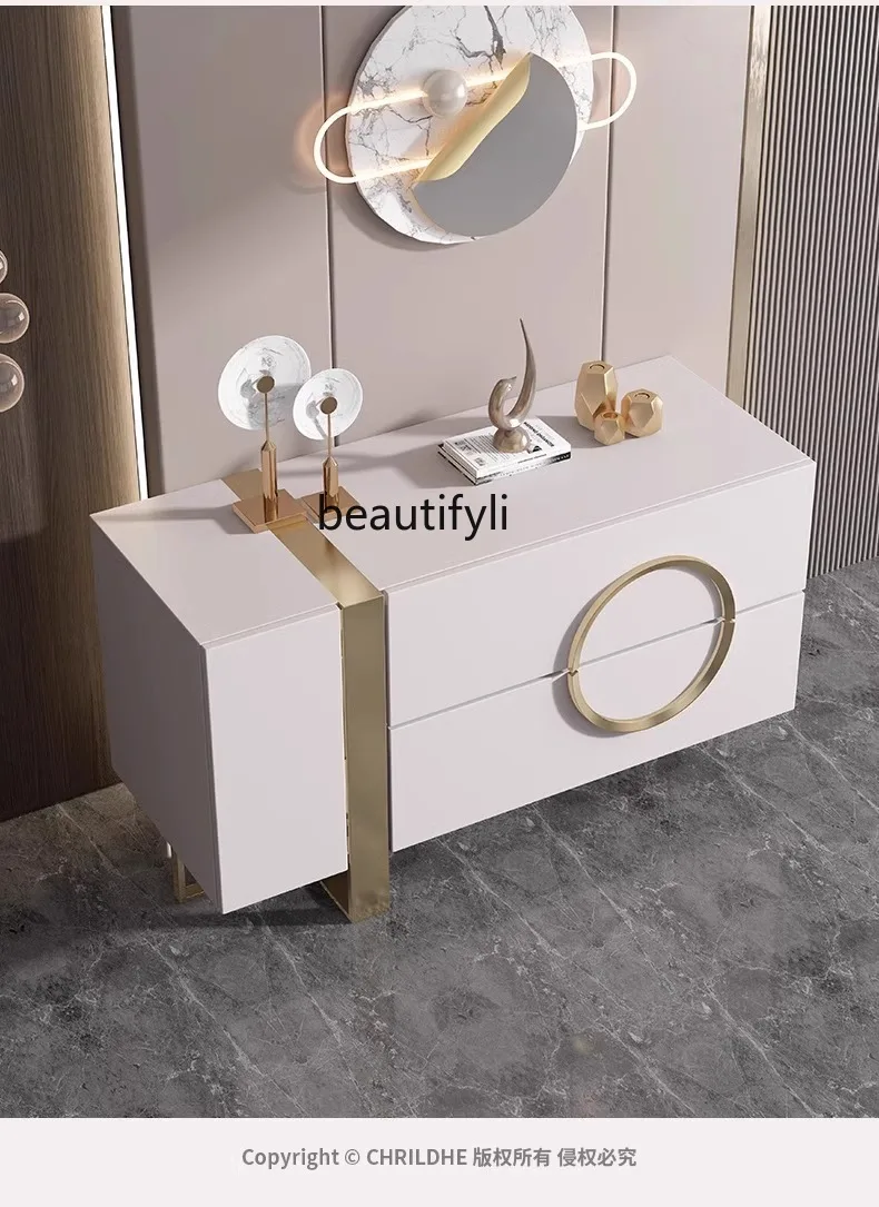 Light Luxury Hallway Stone Plate Shoe Cabinet Living Room Partition Locker Lobby High-End Home Decoration Side Cabinet