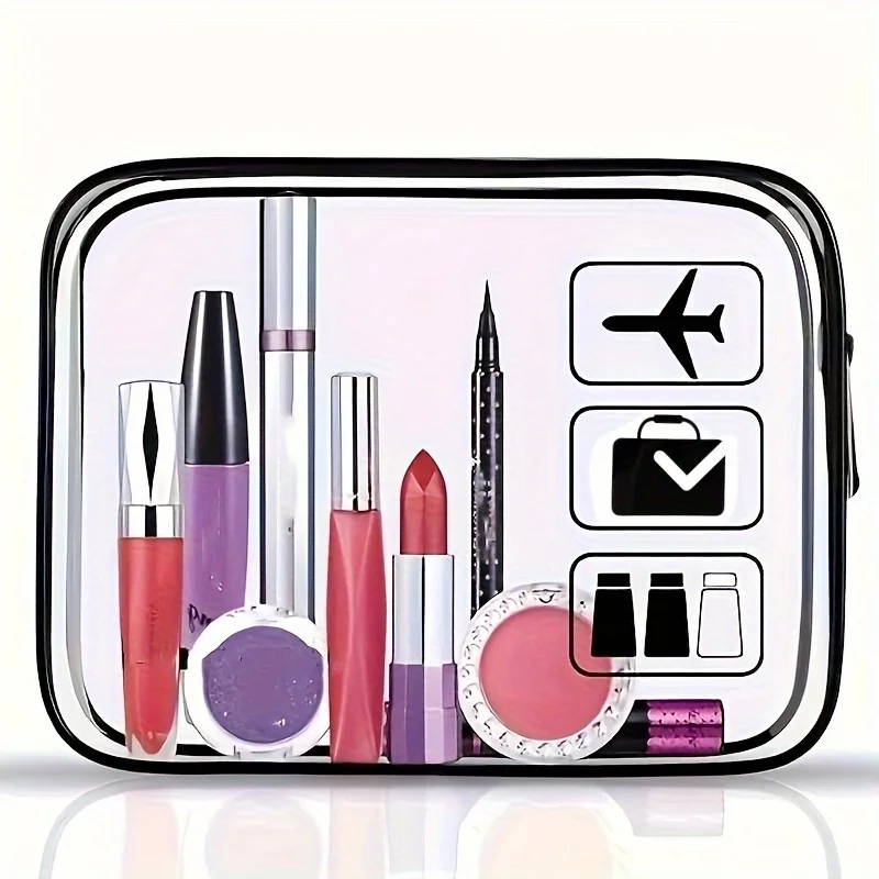 1pc Simple Clear Travel Toiletry Bag Portable Travel Cosmetic Bag Multifunctional Organizer Pouch for Women and Men