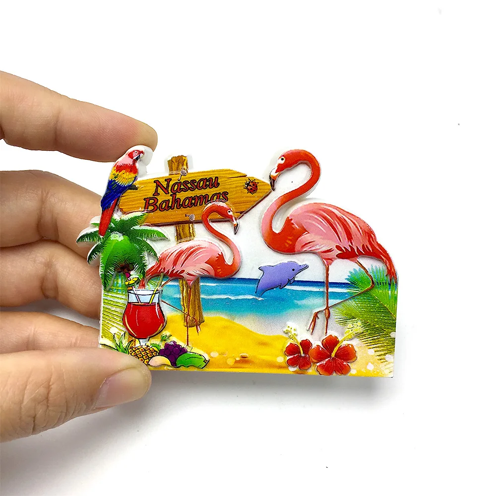 

Resin Material Nassau Bahamas Themed Fridge Magnet - Tropical Paradise Decor - Vibrant Colors and Detailed Design
