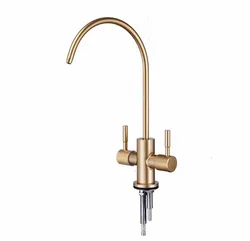 1/4'' Double Holes Sink Faucet Tap brushed gold Reverse Osmosis RO Drinking Water Filter Kitchen Faucet