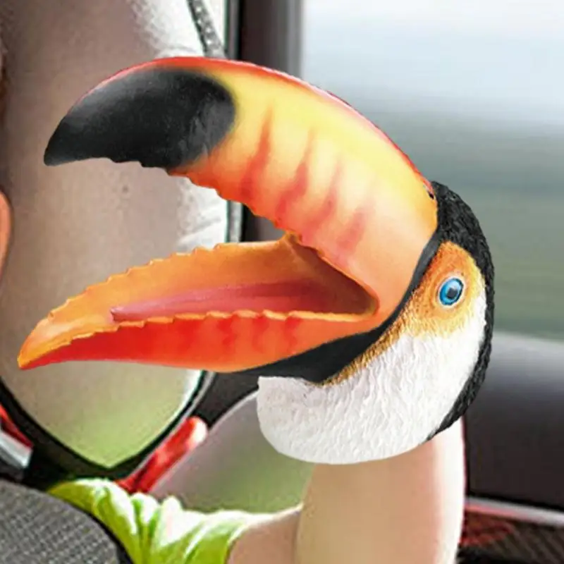 Hand Puppets Funny Toucan Head Puppets Toy Hand Puppet Kids Swimming Pool Beach Bathing Toys Soft Rubber Realistic Animal Role