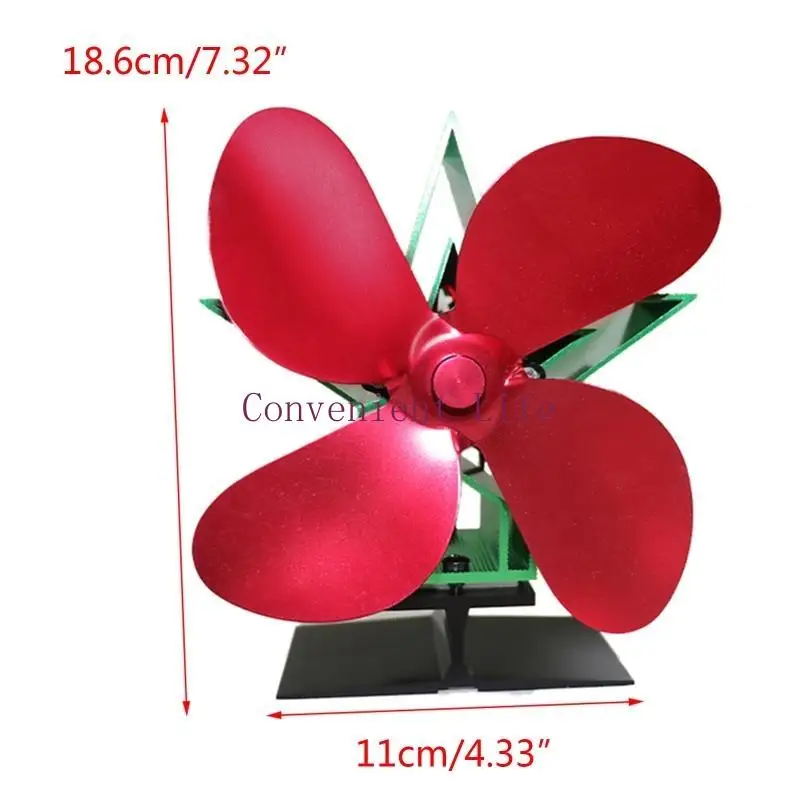 L1EE صديقة للبيئة مدفأة موقد مروحة 4 شفرات تعمل بالطاقة الحرارية مروحة هادئة فعالة للخشب سجل تدفق الهواء أكبر غرفة كبيرة #6