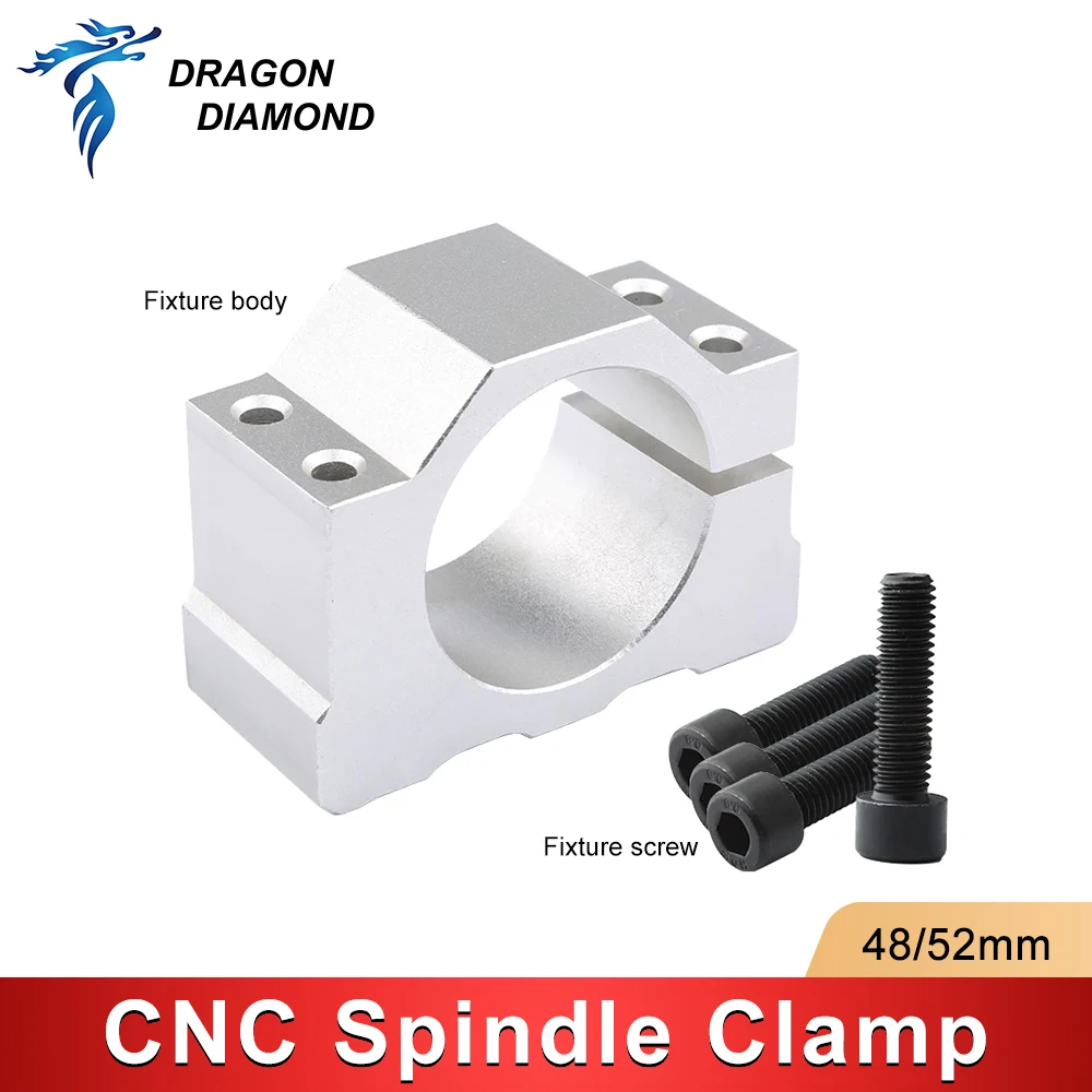 Aluminium CNC Spindle Clamp Holder Inner Diameter 48mm 52mm Z Axis Router Mount Bracket 800W 1.5KW 2.2KW Spindle Fixture