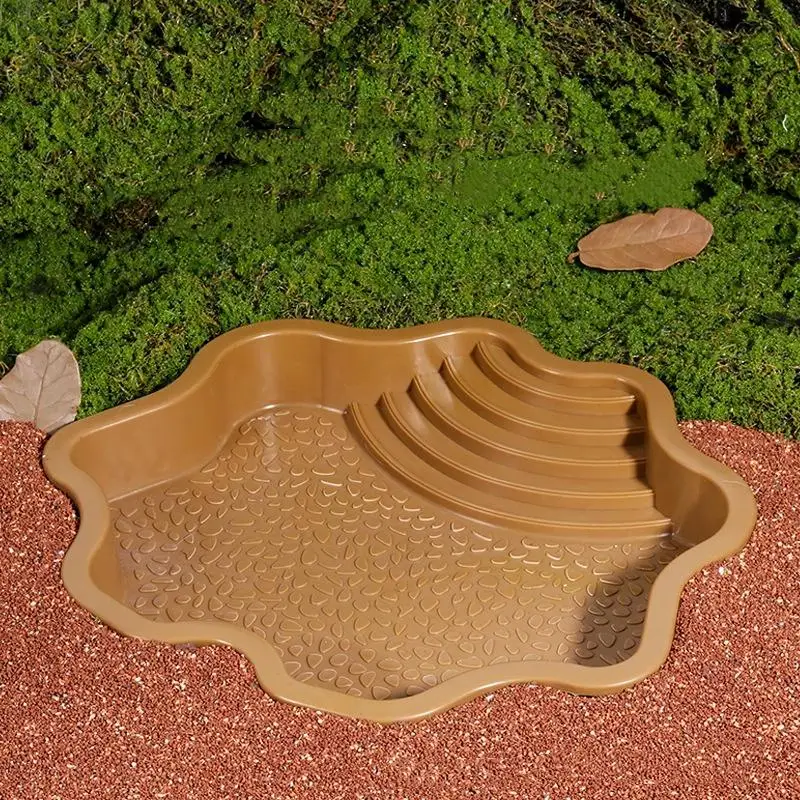 Turtle Pool Large Reptile Turtle Bathing Tub Feeding Bowl Lizards Habitat With Ramp Tortoise Feeder Bowl for Small Geckos Turtle