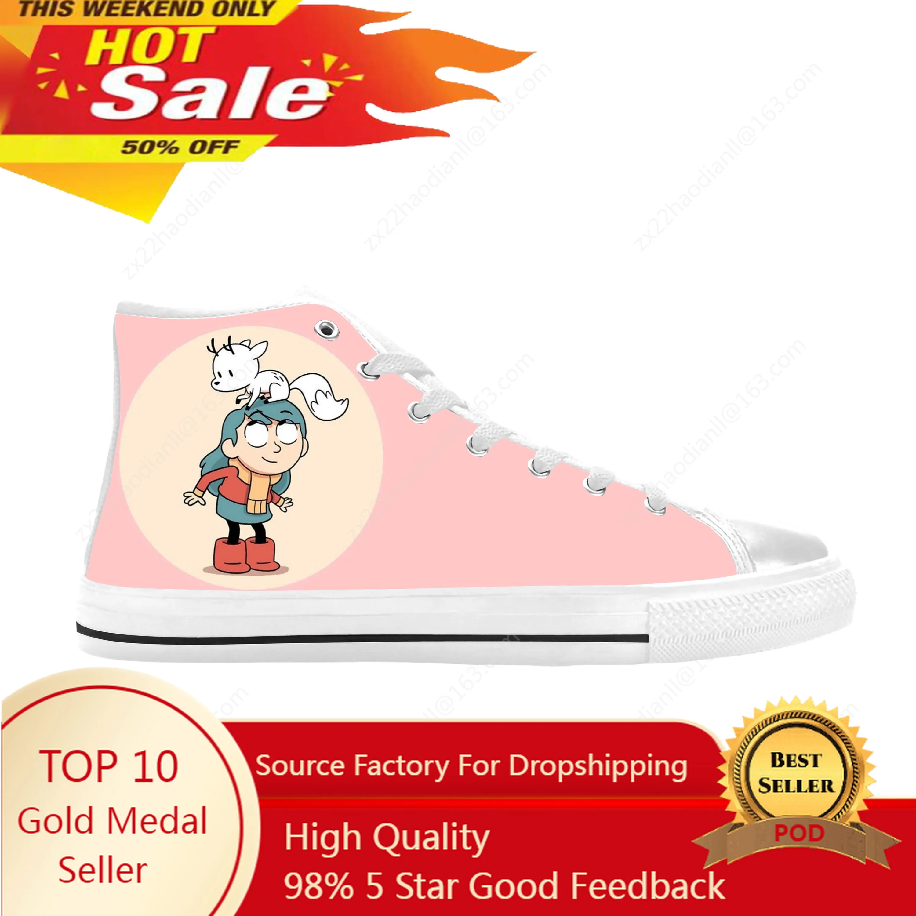 

Hildas Anime Cartoon Manga Comic Funny Fashion Casual Cloth Shoes High Top Comfortable Breathable 3D Print Men Women Sneakers