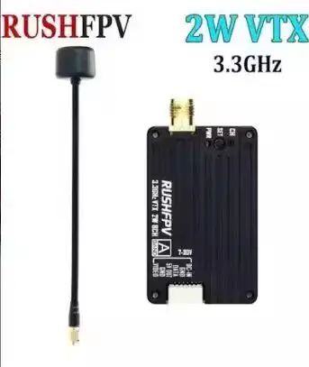 

RushFPV FPV VTX 1.3G 3.3G 2W Video Transmitter – Dual Frequency, Long Range, SMA Connector for Drone FPV Racing Freestyle