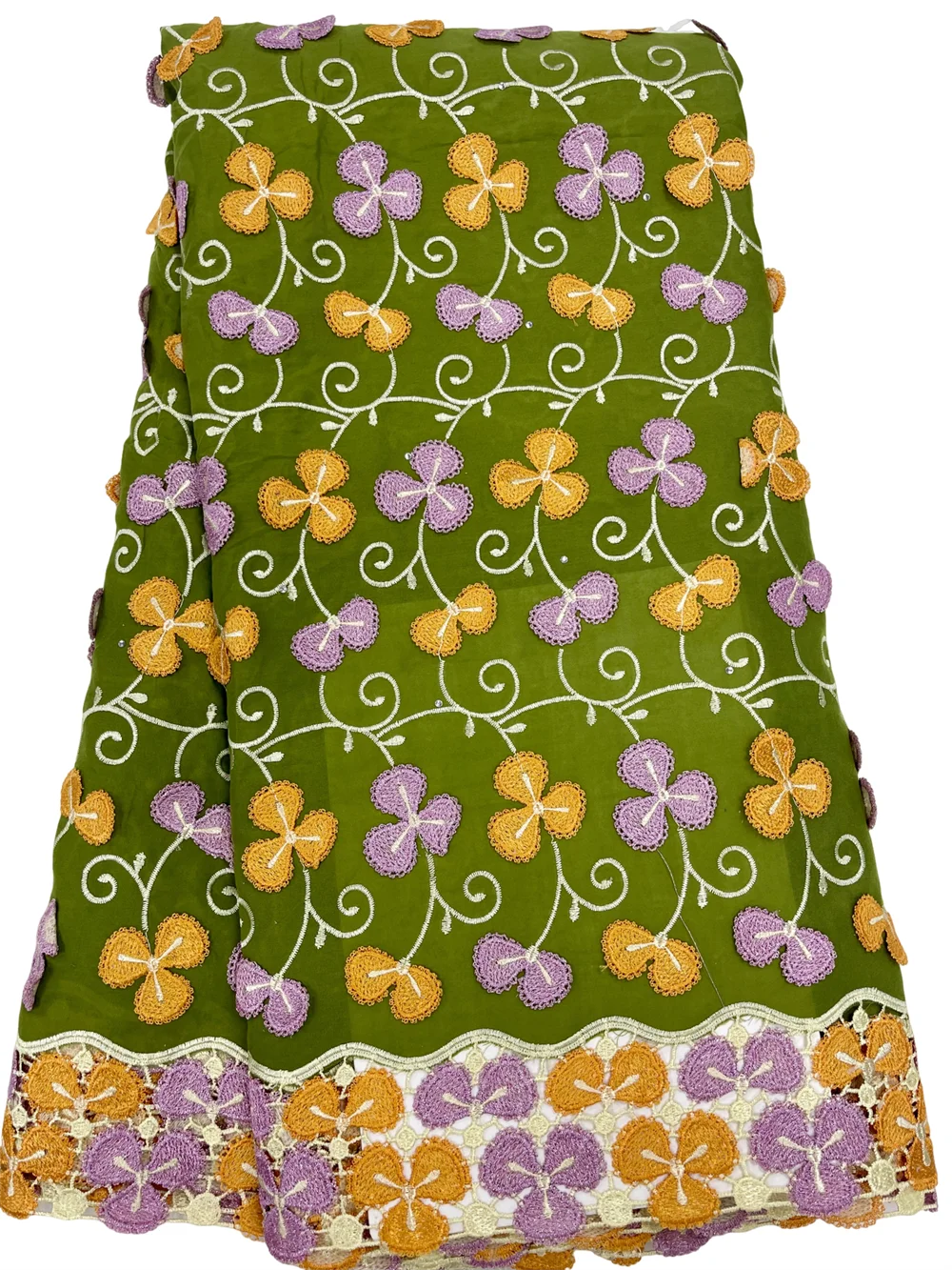 Nieuwe 3D Nigeriaanse stof, hoge kwaliteit, 2027, geborduurd, 100% katoen, 5 yards, Afrikaanse Zwitserse voile kantstof, elegante jurk voor dames.