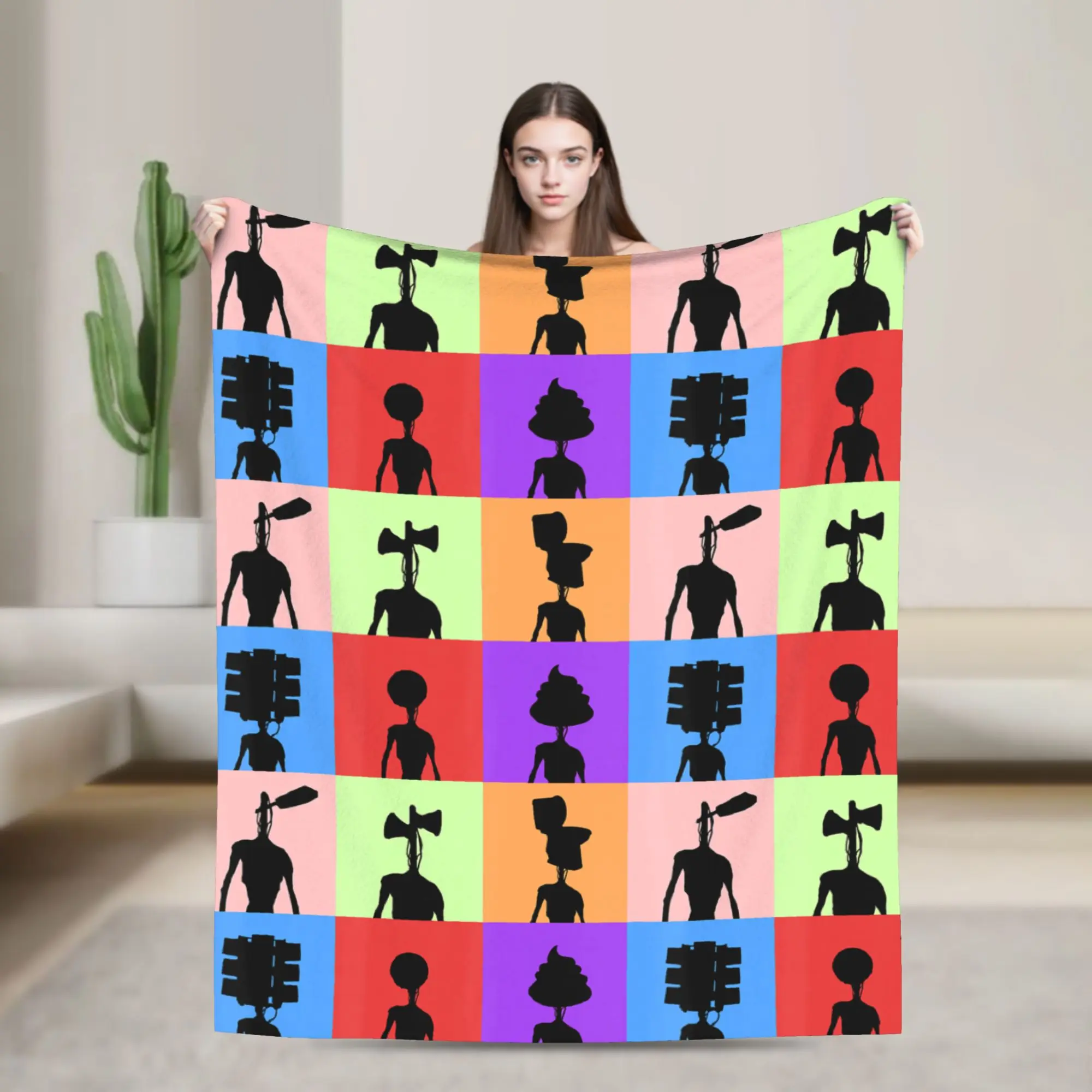 Horror Monster Siren Head Blankets  Flannel Awesome Warm Throw Blankets for Bed Sofa Decoration