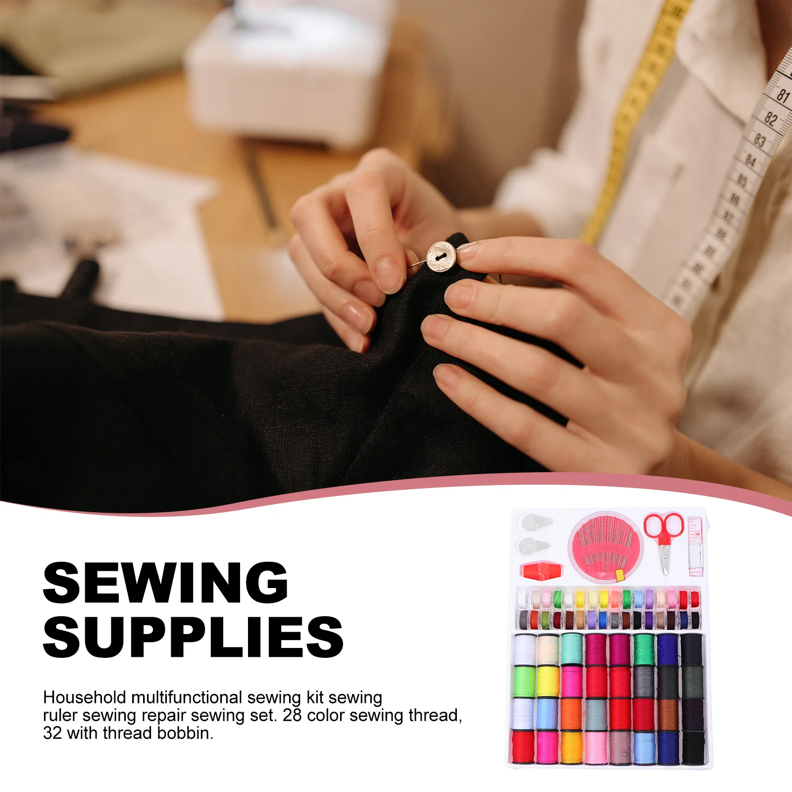 

1Set Sewing Kit Thread Set Portable Sewing Supplies Perfect for Travel Home College Hand Stitching Tools Professional