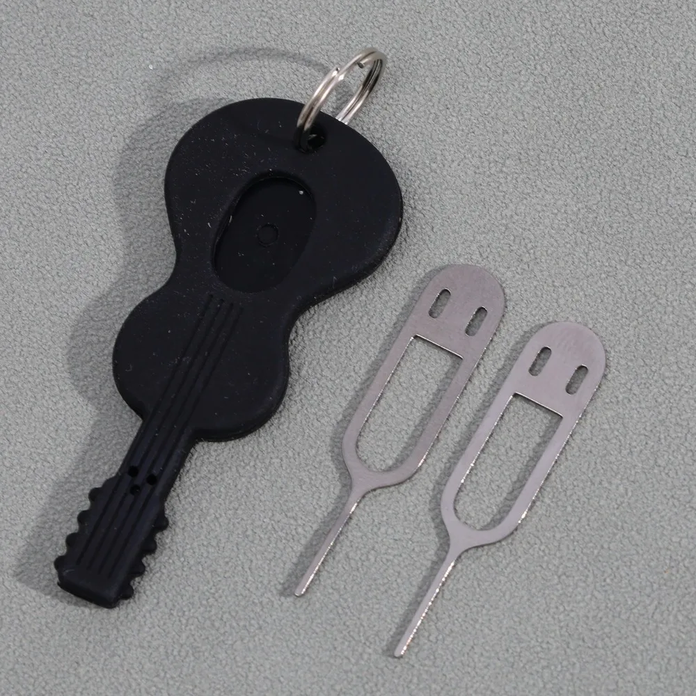 紛失防止SIMカードイジェクトピン、収納ケース付き、ユニバーサル携帯電話用ステンレス製SIMカードオープナーピンキーホルダー（1～3個）