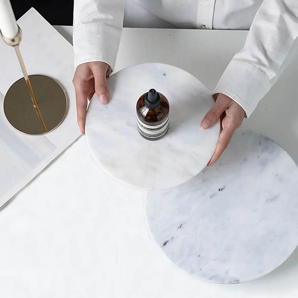 Marble Tray Creative Round Shape Durable Safe Multi-Function Fruit Holder Snack Dessert Display Tray Home Accessory