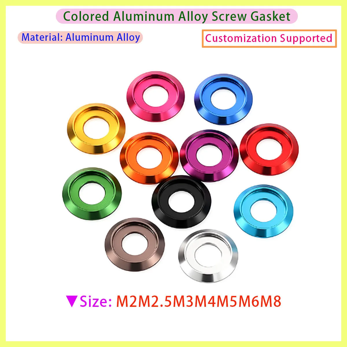 M2M2.5M3M4M5M6M8 Round Head Semi-circular Colored Aluminum Alloy Round Head Washer, Suitable for Round Head Bolt Parts