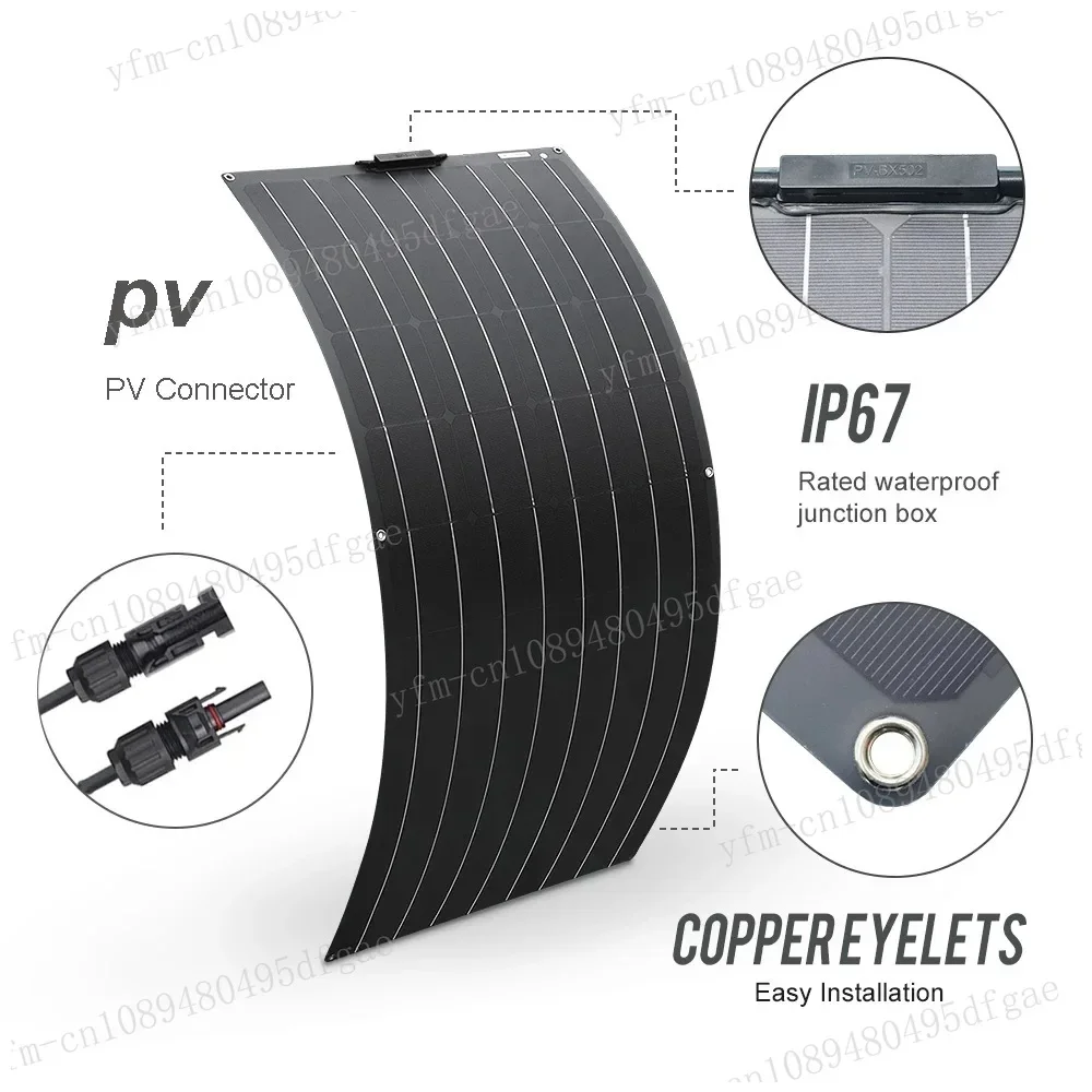 Flexible Solar Panel 12V Kits 150W 300w Charge Controller Cable for Battery RV Trailer Boat Cabin Caravan Truck For Home/Camping