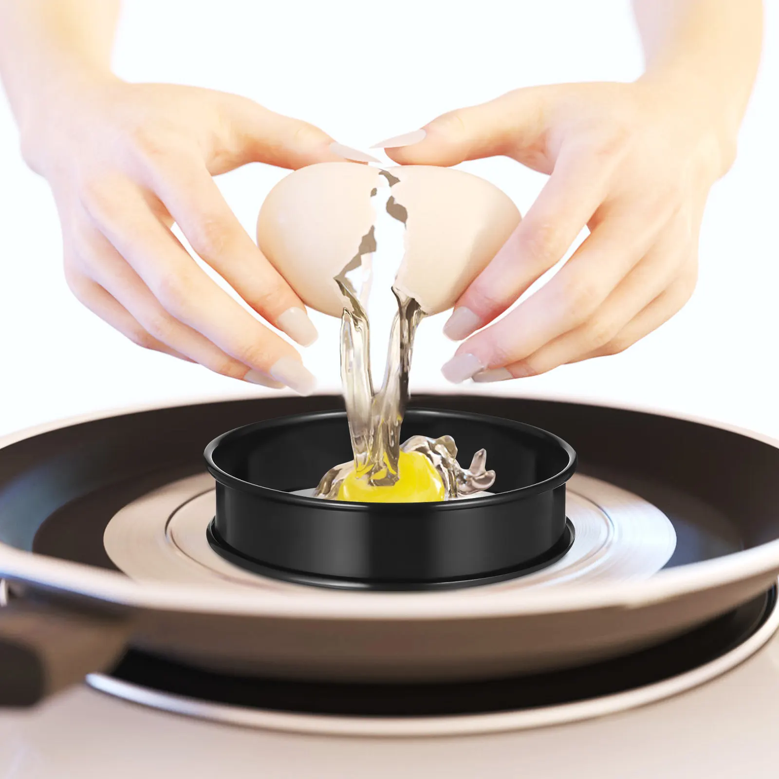 10 Moldes Redondos para Galletas, Anillos para Hornear, Moldes para Huevos, para Desayunos, Sándwiches, Pasteles y Galletas