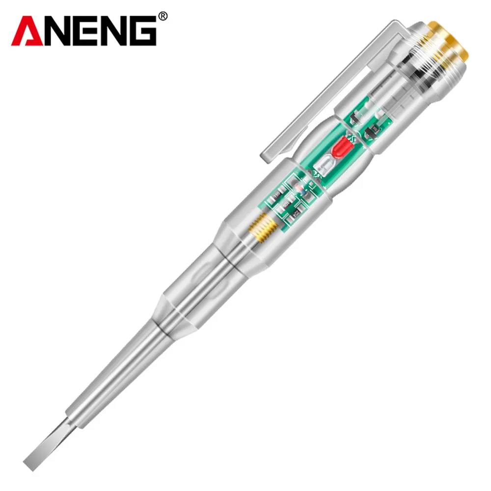 

ANENG 1/2Pcs B12 24-250V Flat blade Screwdriver LED Dual Color Sensor Voltage Zero Live Wire Test Pen Household Indicator Tester