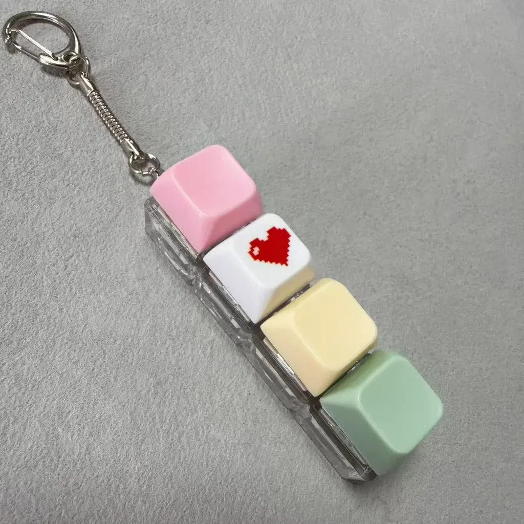 Portable Fidget Keychain Cute Plastic Stress Relief Keychain Heart Design Fidget  Compact Mechanical  Tester For Study