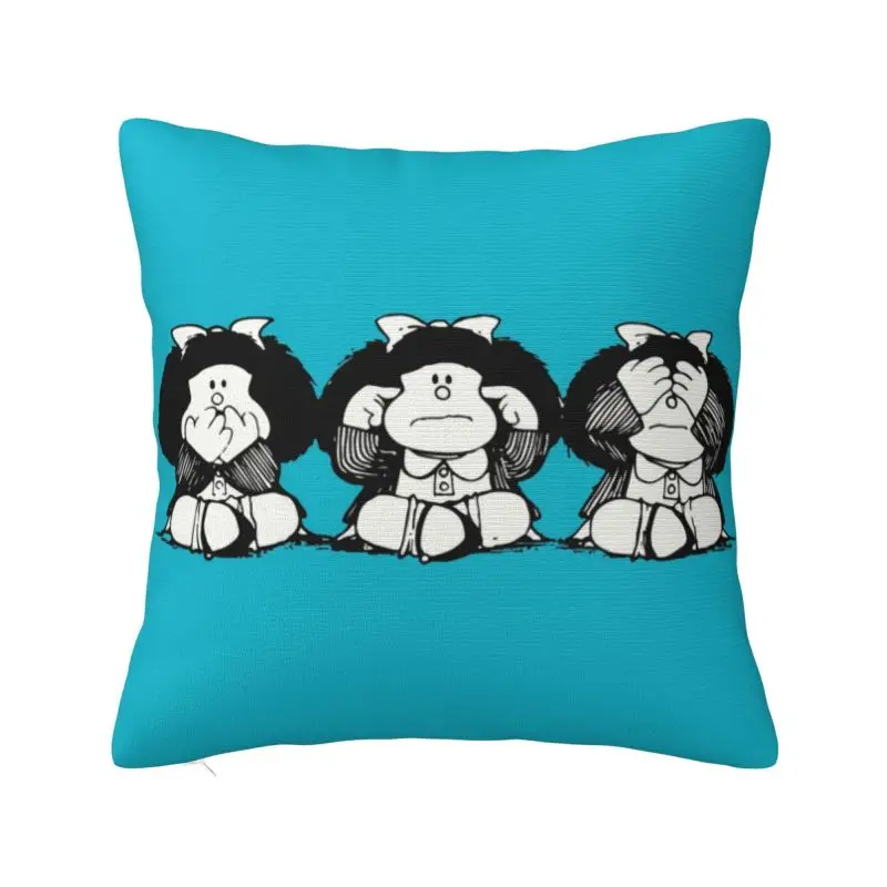 Humor Mafalda Pillow Decorative Cartoon Manga Quino Nordic Cushion Cover Soft Pillowcase