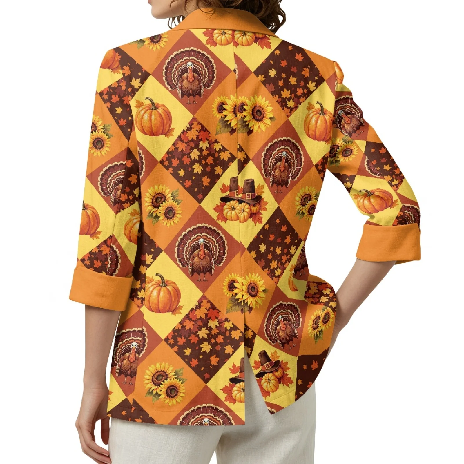 PENSTROLL Turkey Check Linen Like Jackets Open Front Cardigan for Women with Pockets Outerwear