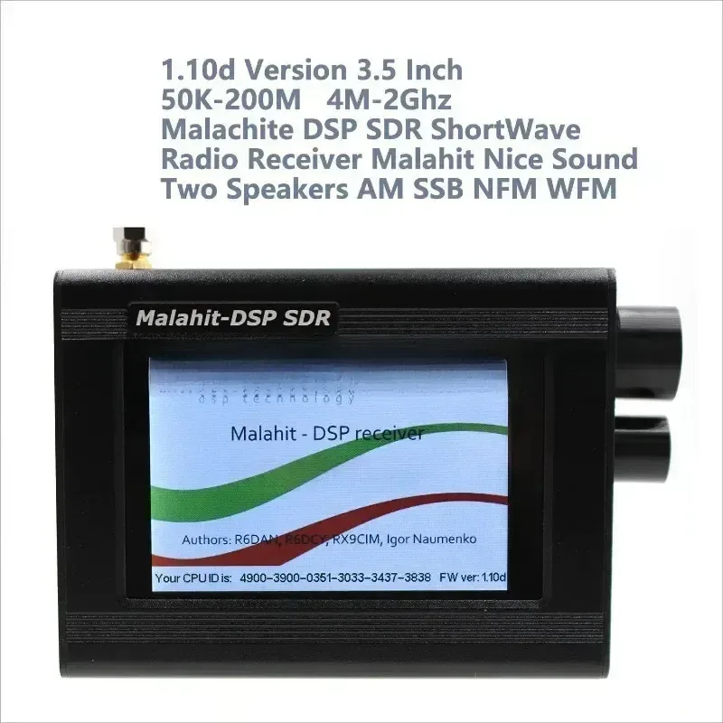 1.10D 50K-2Ghz Malachite Radio Upgrade Software Malahit DSP SDR Receiver/3.5 Lcd/Battery/Speaker/Metal