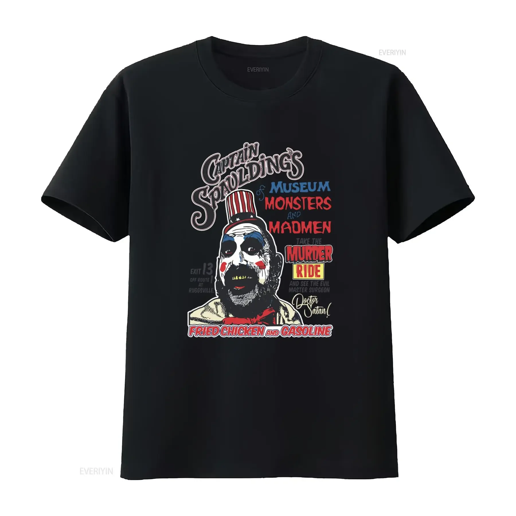 Camiseta vintage lavada con gráfico de Captain Spaulding Museum Monsters and Madmen, tallas S-3XL, House of 1000 Corpses Take the Murder Ride