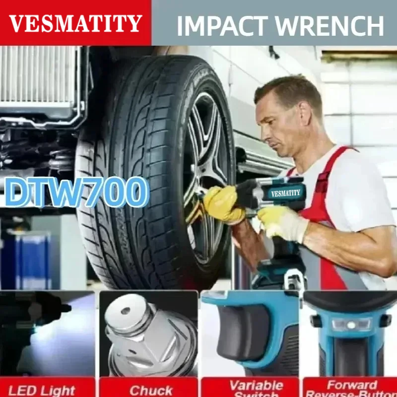Cordless DTW700 Drill Screwdriver Fast Delivery Large Torque Power Tool  For 18V-20VBattery