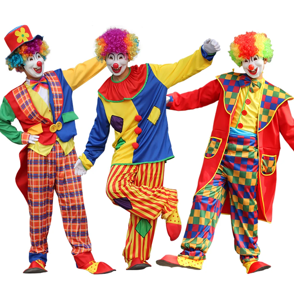 Karneval Vielfalt zeigen komische Clown Kostüm Weihnachts mann Clown Kostüm Cosplay Party Kostüm Clown Set