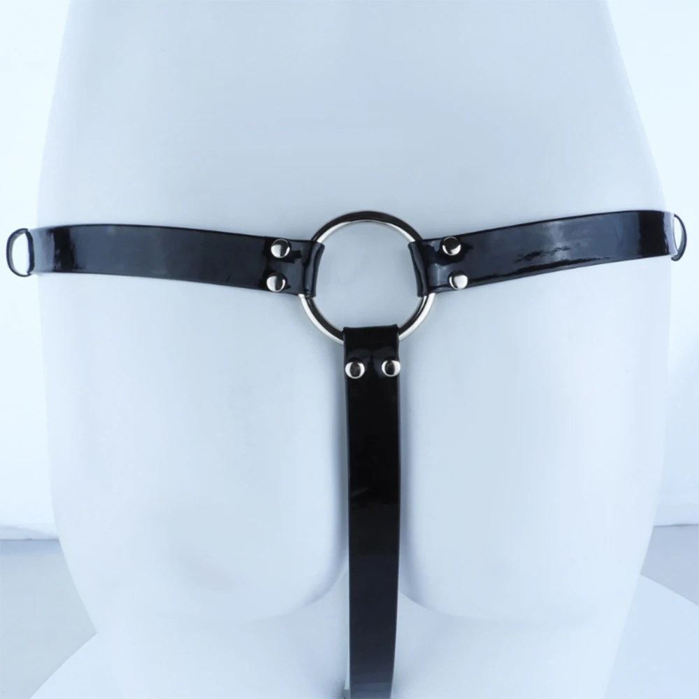 LEZEE Male Chastity Device Elastic Strapon Accessories Wearable Leather Pants Adjustable BDSM Toy PU Belt Cock Cage Sex Toys