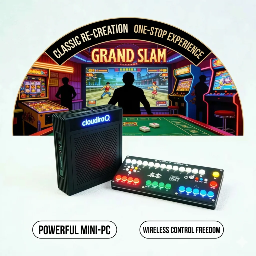 Elite 3-in-1 Wireless Arcade Mahjong Controller & Dedicated Windows Gaming Host - Bluetooth/2.4G/Wired Pro Gaming Panel with 64G